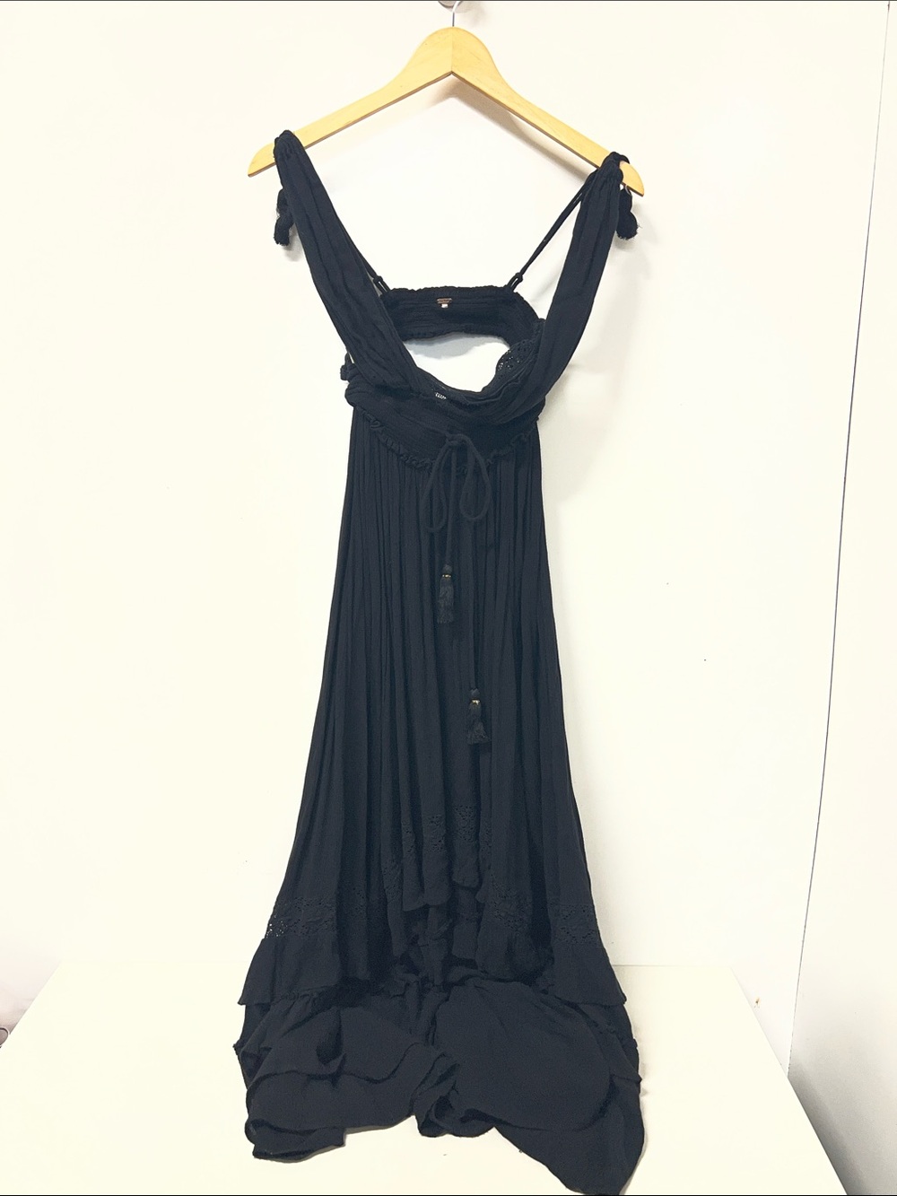 Free People Santa Maria Maxi Dress Black Crochet Lace Boho XS - Picture 7 of 12